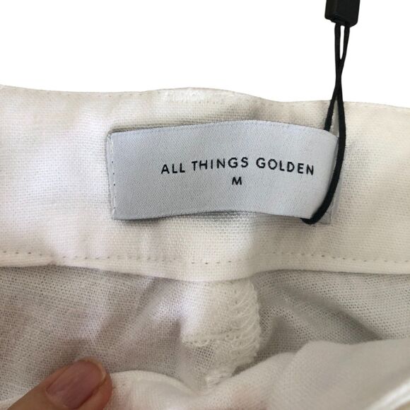 All Things Golden NWT White Linen Blend High Waist Straight Leg Trouser Pants M - Picture 5 of 13